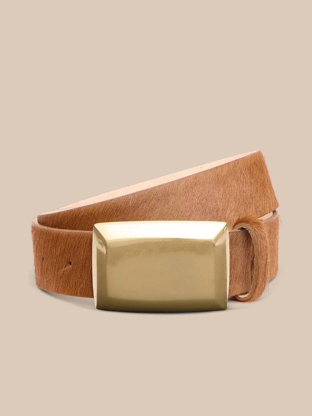NEW L'AGENCE women's the sierra plaque belt in cognac